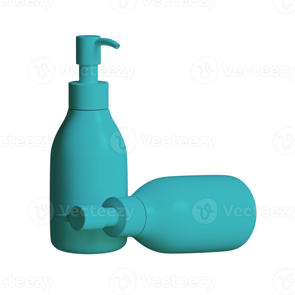 Cosmetic plastic bottle with dispenser pump mockup for branding. 3d render illustration png