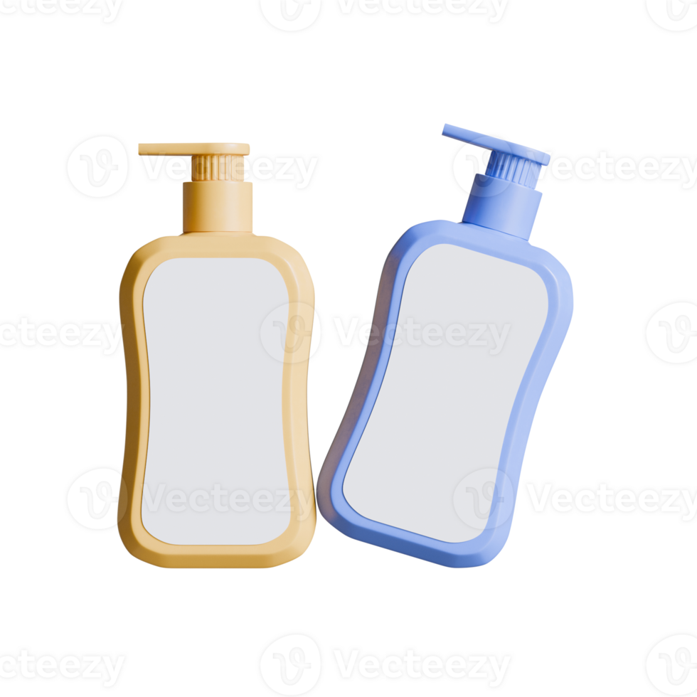 Square bottle bronw and blue color packaging with pump dispenser png