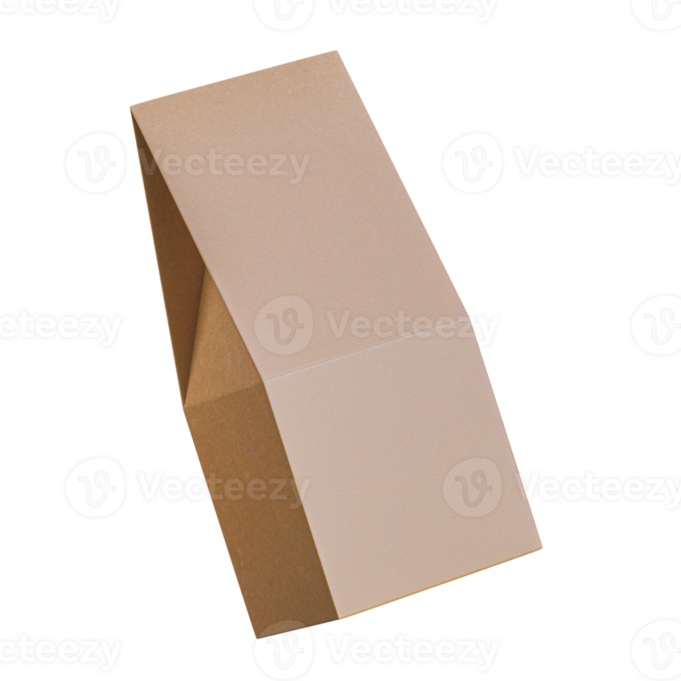 Brown paper food bag packaging with valve and seal, with clipping path png
