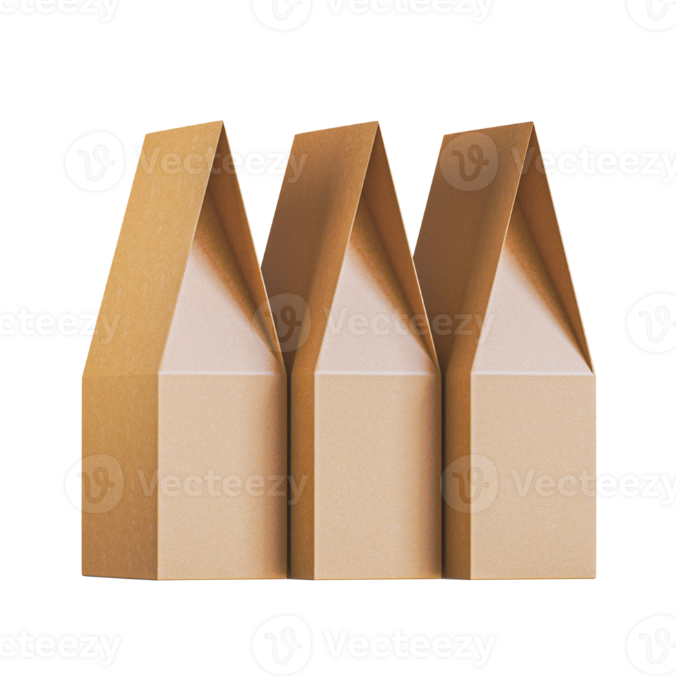 Brown kraft paper pouch bag isolated on white background. Mock-up template for design png