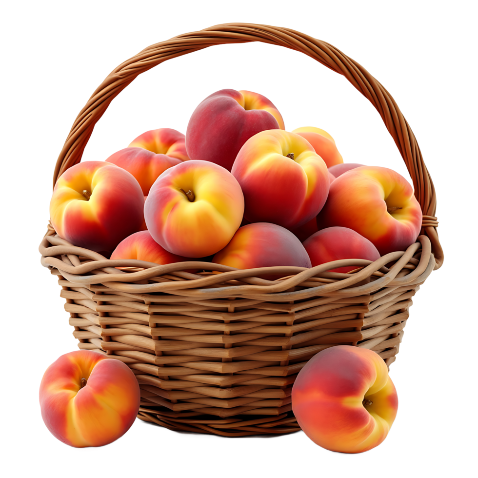 Photorealistic of Fresh Peaches in a Basket Perfect for Design Projects png