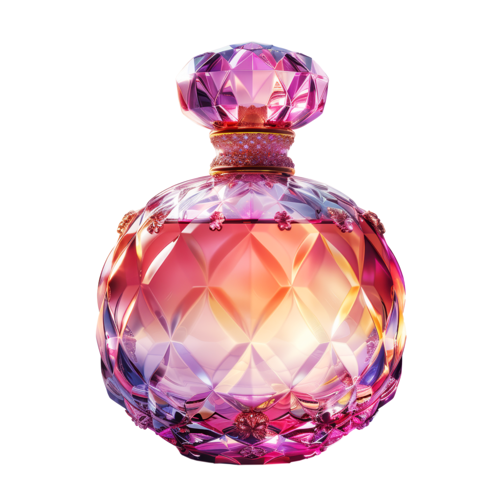 Luxury glowing vibrant violet color perfume bottle for product advertising clip art and element png