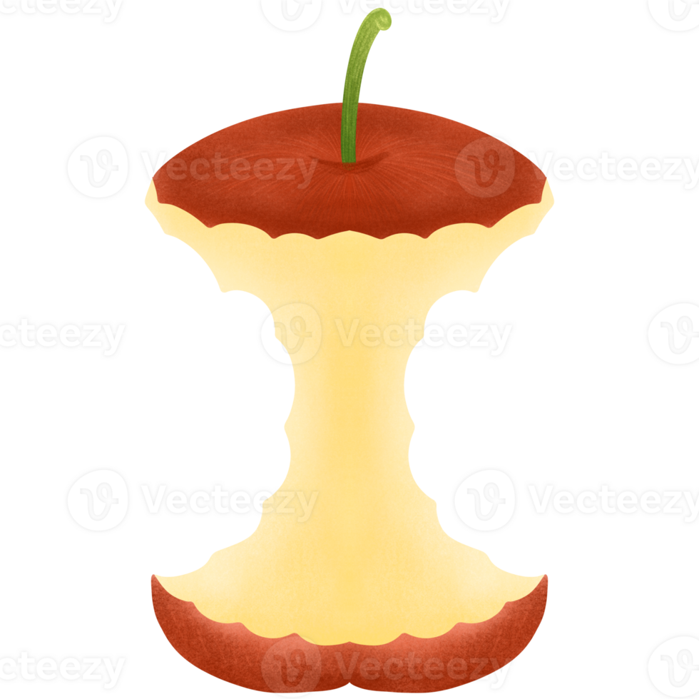Bitten Apple. Red apples illustration, simple shapes style. png