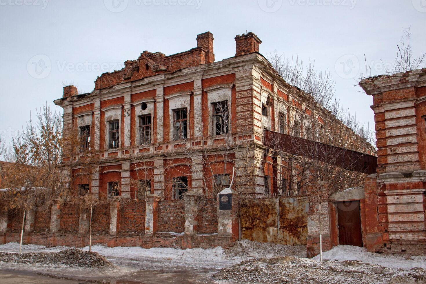 Old abandoned red brick building in Kharkov, Ukraine. photo