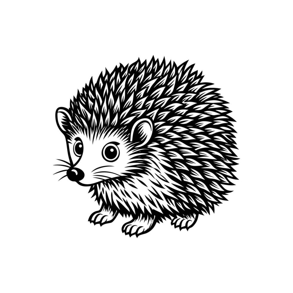 Hedgehog Silhouette- Editable on white background Perfect for Any Project vector