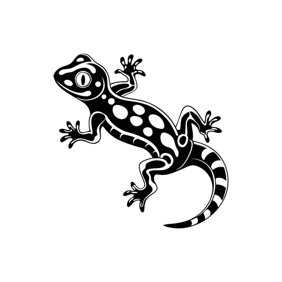 Gecko Silhouette- Editable on white background Perfect for Any Project vector