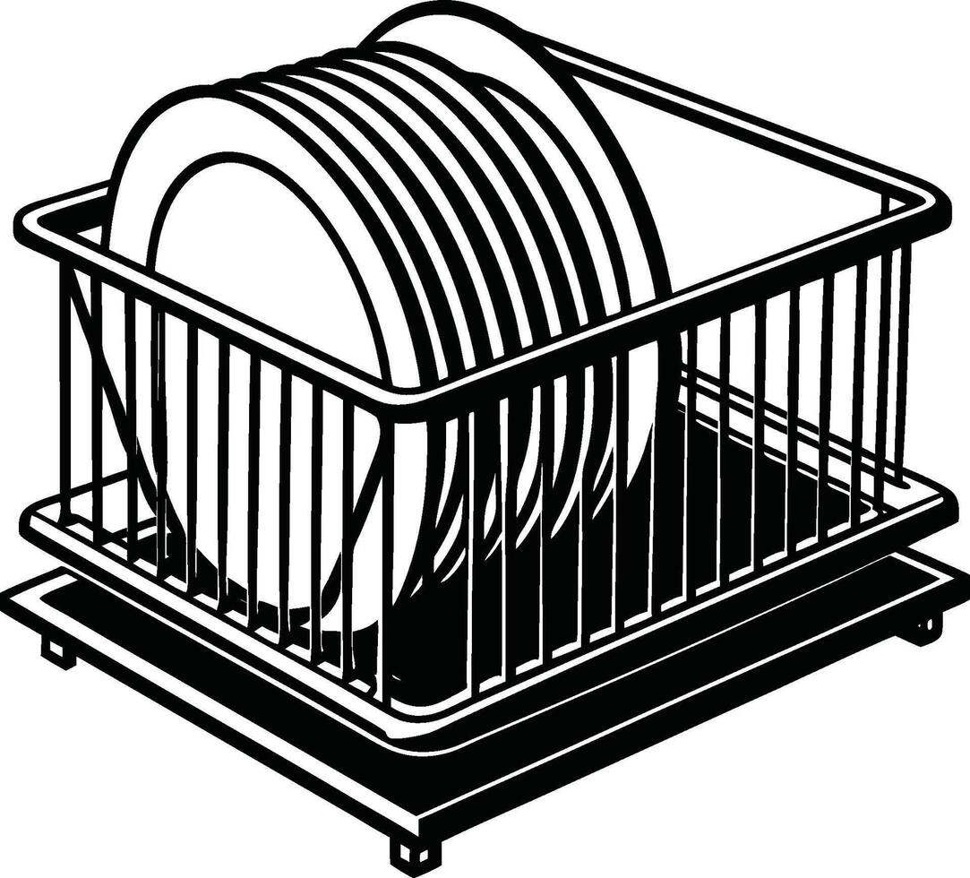 Minimalist Dish Rack Silhouette Isolated vector