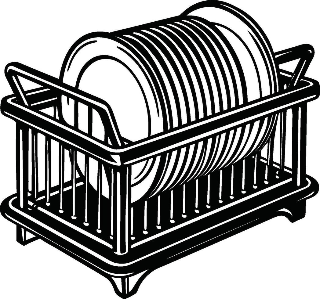 Clean Dish Rack Silhouette Isolated vector