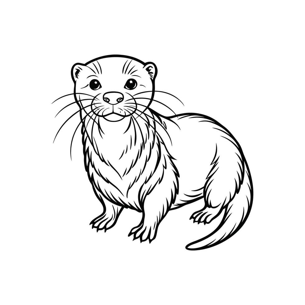 Otter Outline- Editable on white background Perfect for Any Project vector
