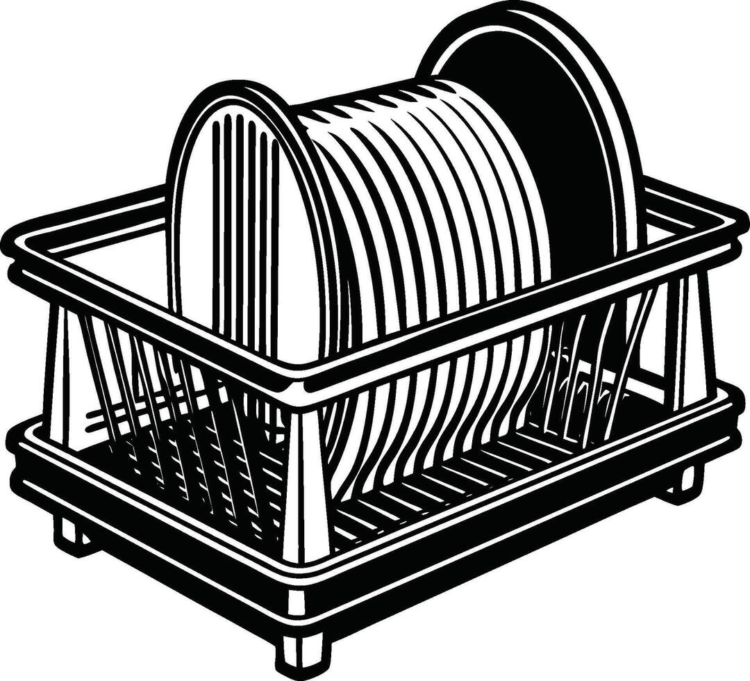 Dish Rack Silhouette Illustration for Designers vector