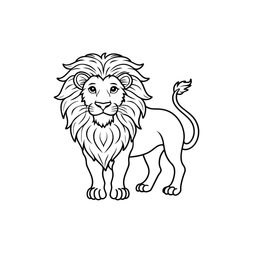 Lion Outline- Editable on white background Perfect for Any Project vector