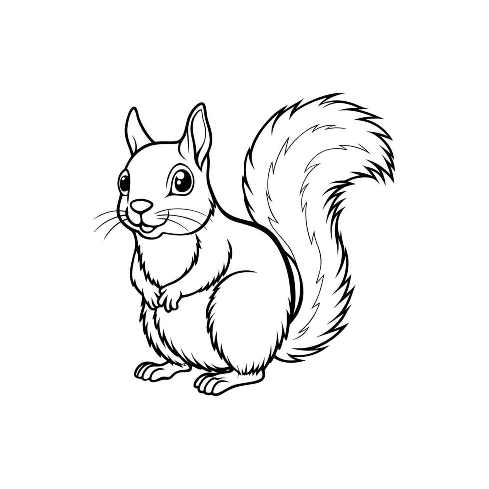 Squirrel Outline- Editable on white background Perfect for Any Project vector