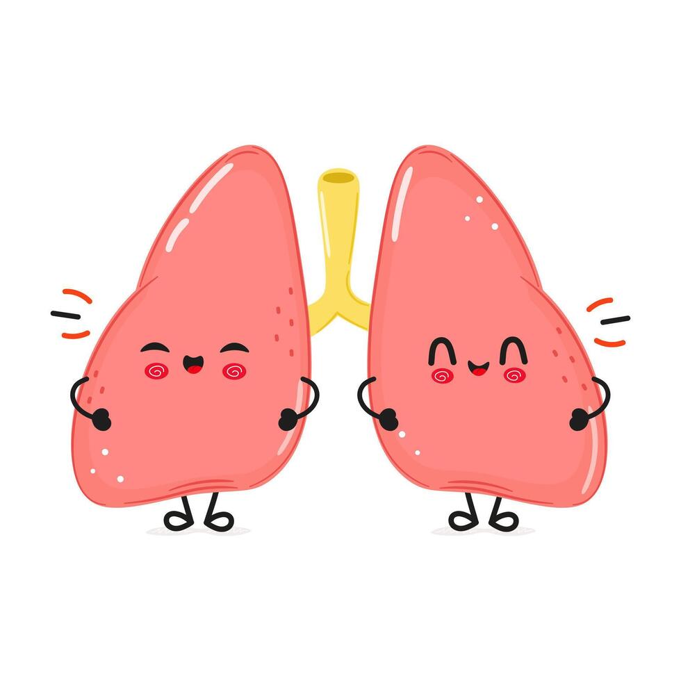 Lungs laughs character. hand drawn cartoon kawaii character illustration icon. Isolated on white background. Lungs character concept vector