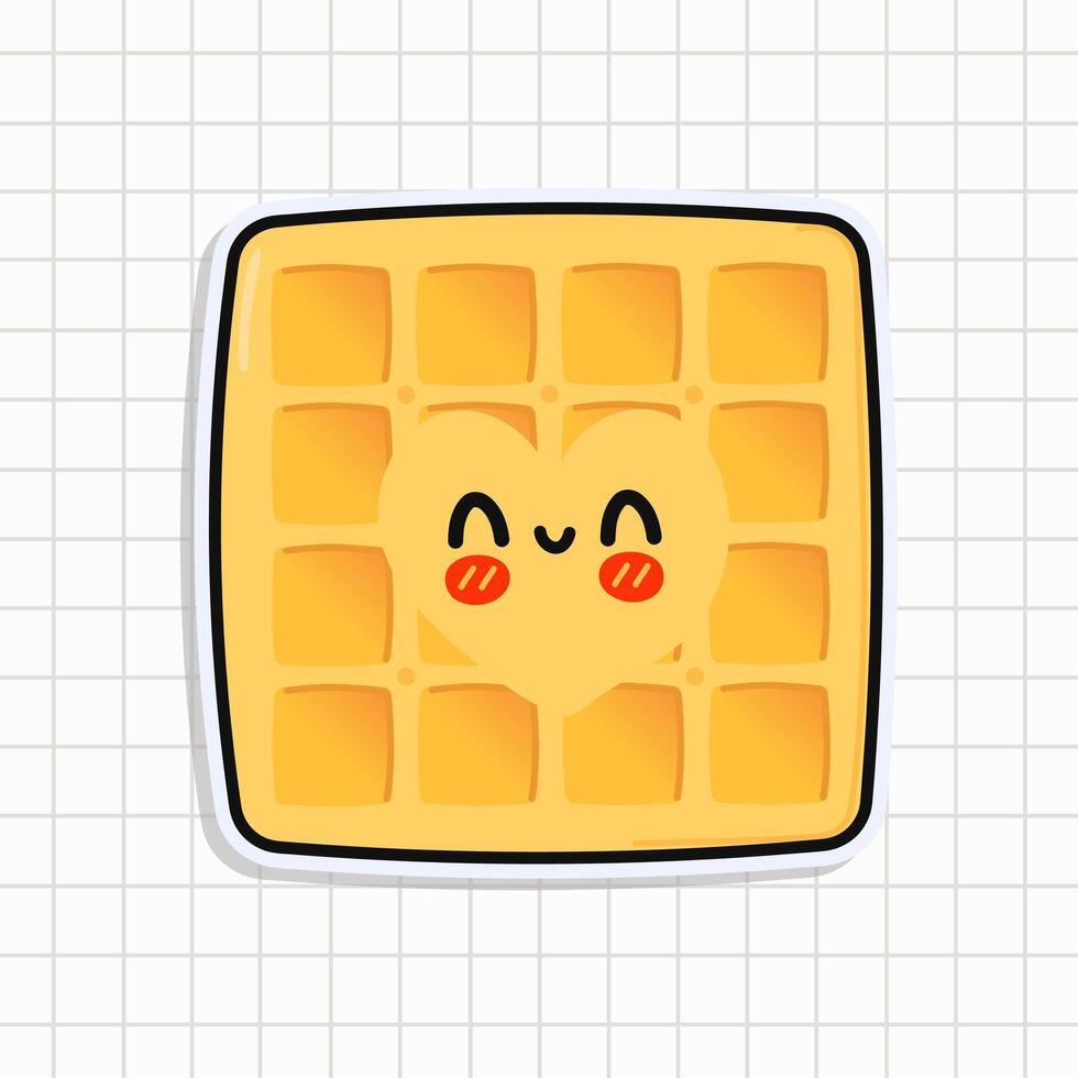 Cute funny Waffles sticker. hand drawn cartoon kawaii character illustration icon. Isolated on background. Waffles card character concept vector