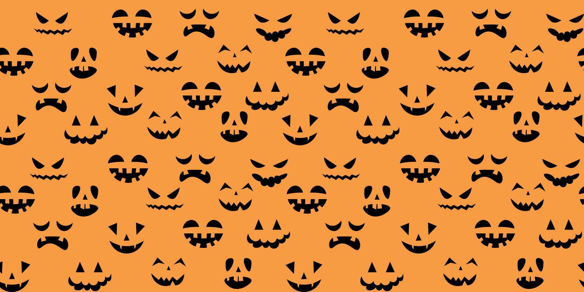 halloween seamless pattern with faces vector