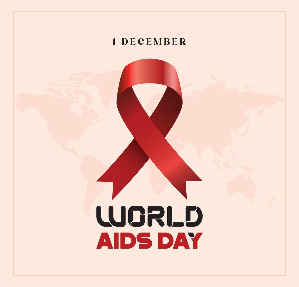 World AIDS Day December 1st. Graphic text and ribbon commemorating World AIDS Day vector