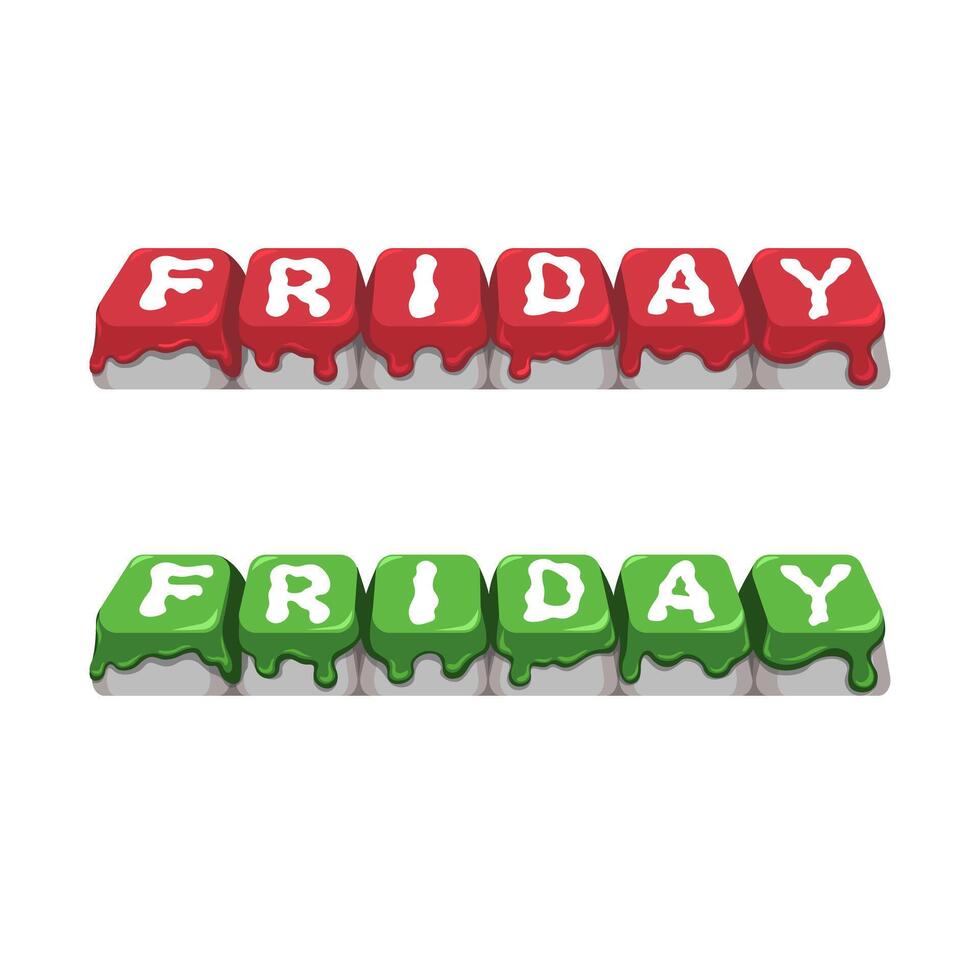 Friday Sign Button Blood And Slime Set Illustration vector