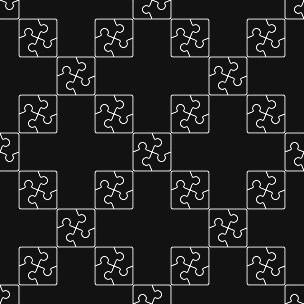 Jigsaw Puzzle creative seamless pattern in outline style vector