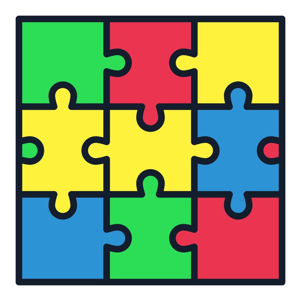 Creative Square Puzzle Jigsaw Puzzles colored icon or design element vector
