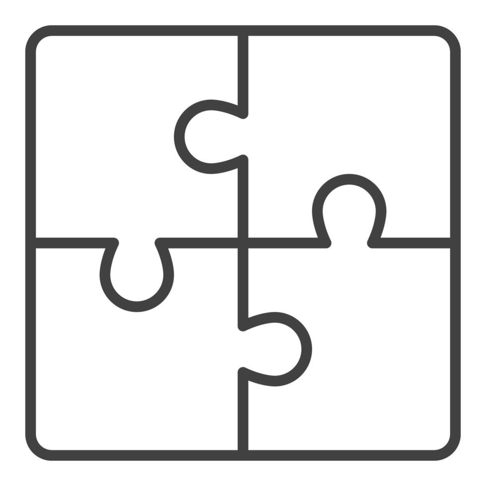 Four Connected Jigsaw Puzzle Pieces linear icon or symbol vector