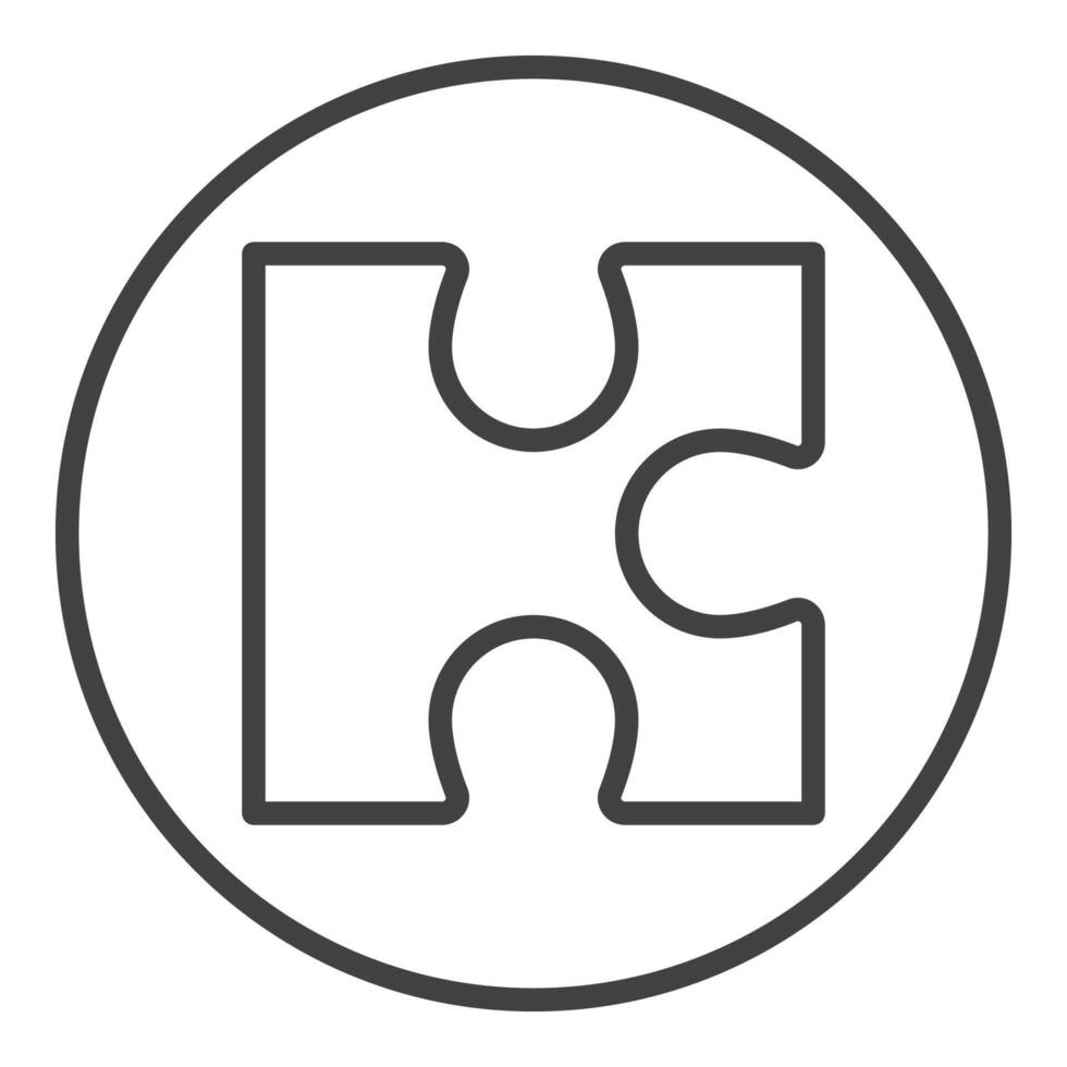 Circle with Puzzle Jigsaw Puzzles icon or sign in thin line style vector