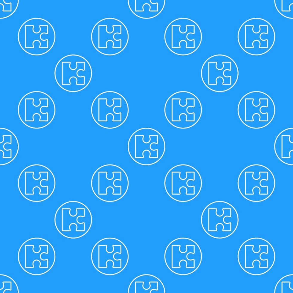 Circle with Puzzle Jigsaw Puzzles seamless pattern in thin line style vector