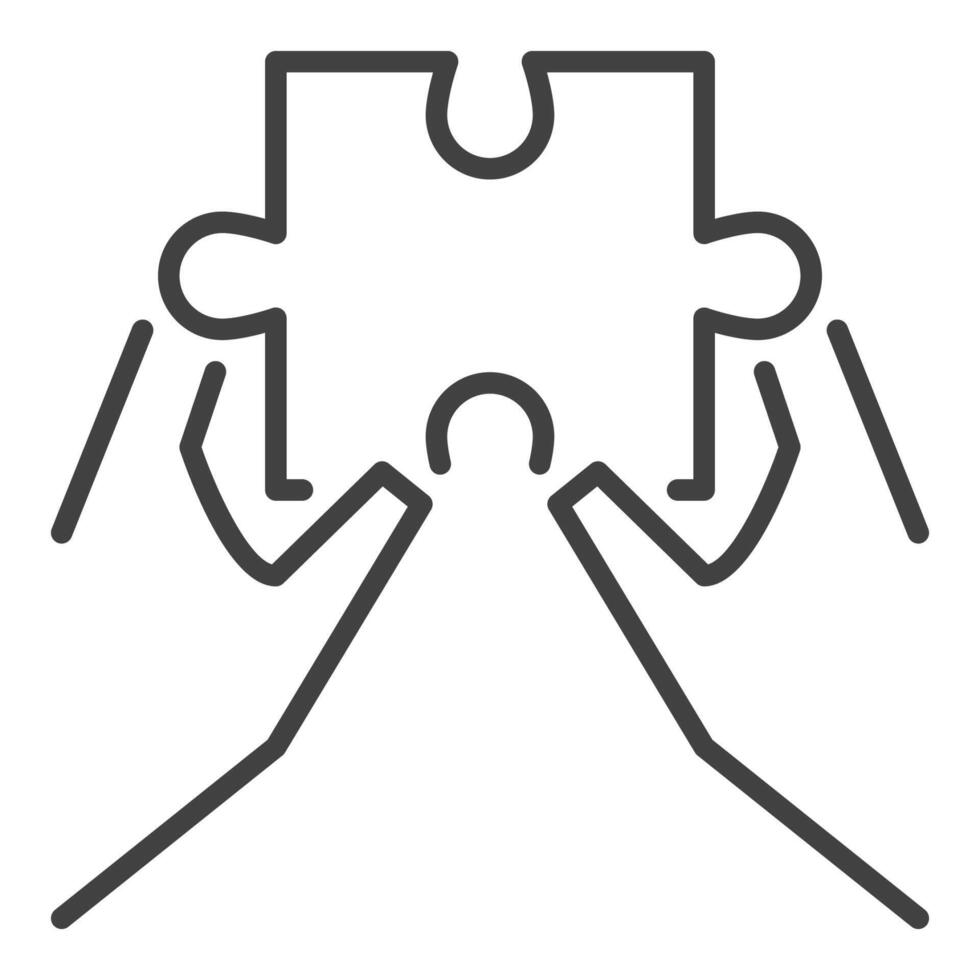 Hands with Jigsaw Puzzle icon or symbol in outline style vector