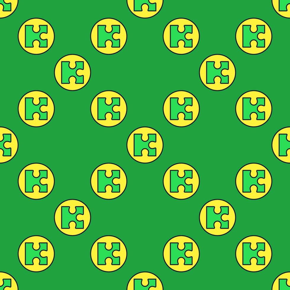 Circle with Green Puzzle Jigsaw Puzzles colored seamless pattern vector