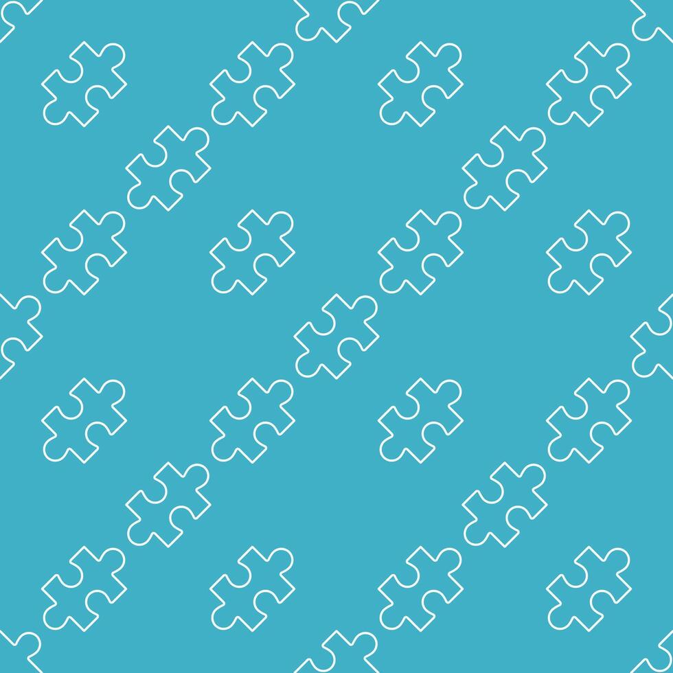 Jigsaw Puzzle Element minimal seamless pattern in outline style vector