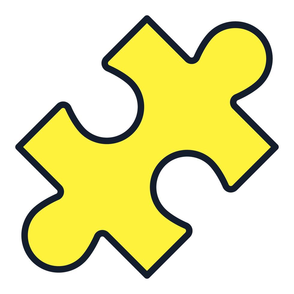 Yellow Jigsaw Puzzle Element minimal colored icon or sign vector