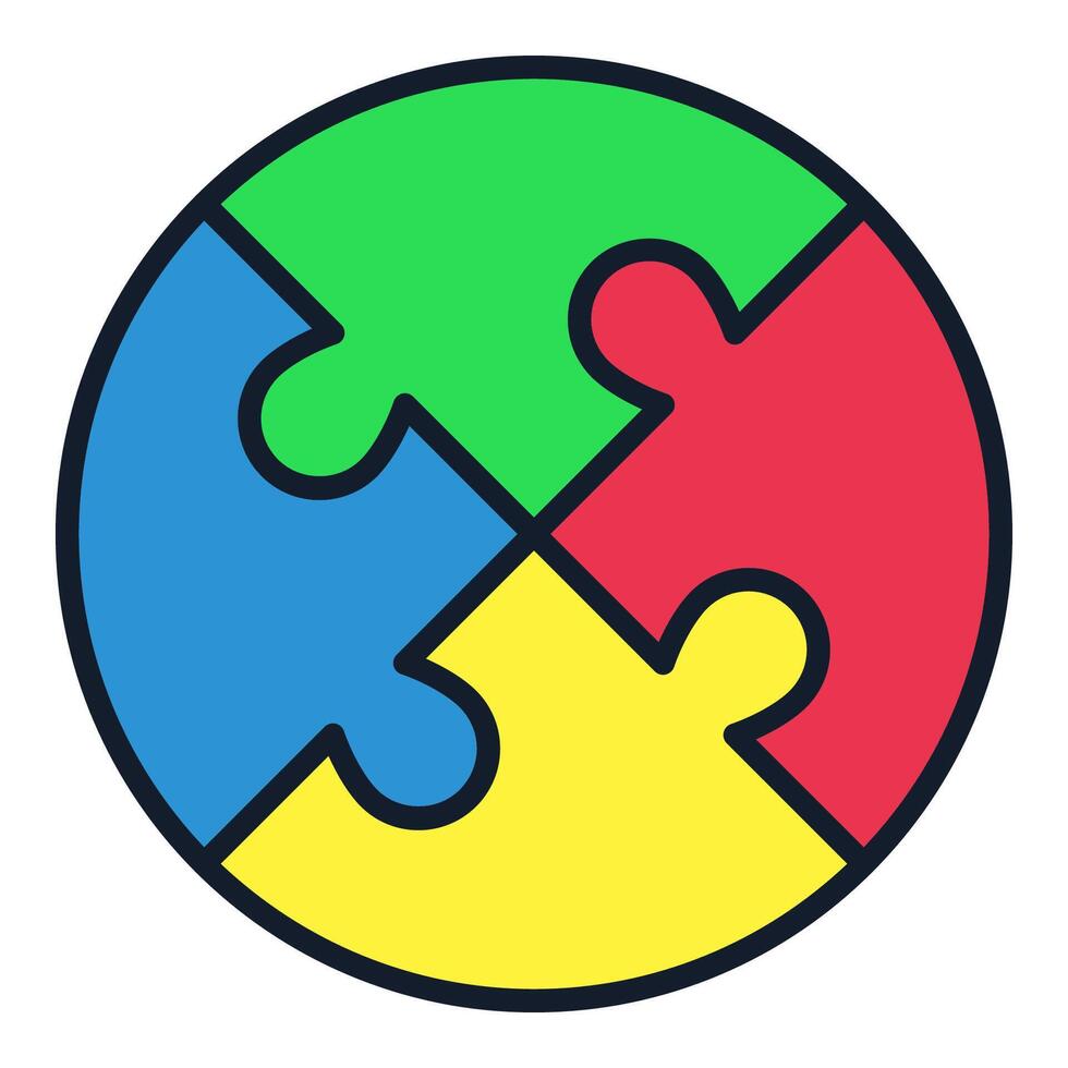 Puzzle Circle Jigsaw Puzzles colored round icon or design element vector