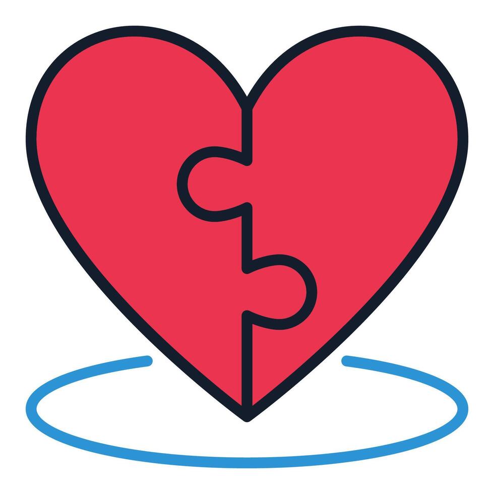 Jigsaw Puzzle Red Heart colored icon or logo element vector