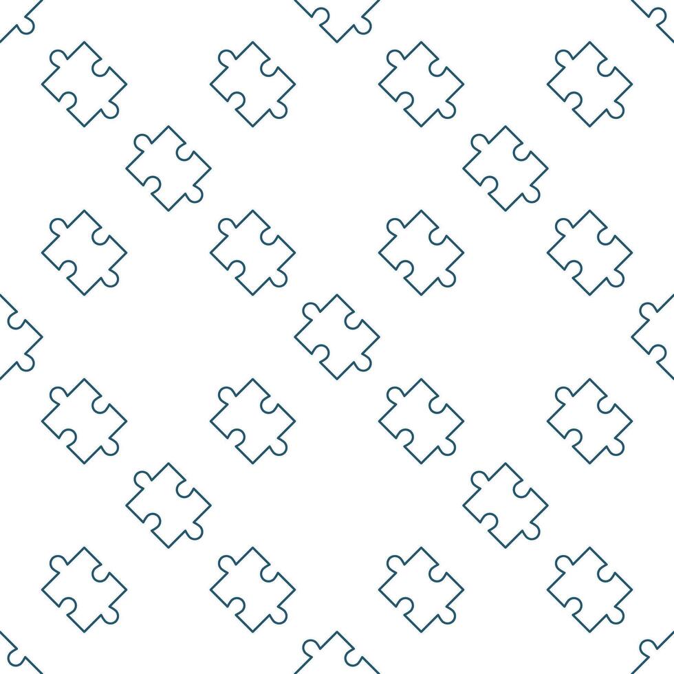 One Jigsaw Puzzle Piece seamless pattern in outline style vector