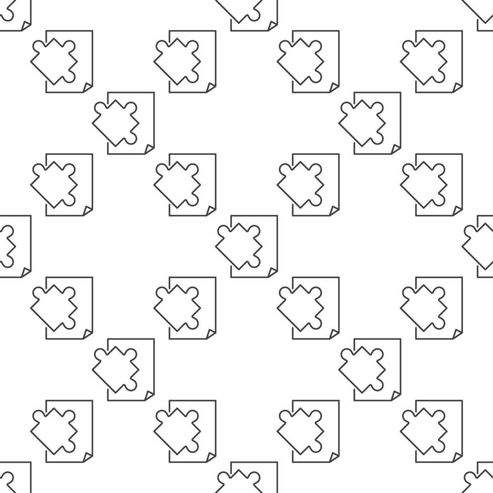 Paper and Puzzle Jigsaw Puzzles seamless pattern in thin line style vector