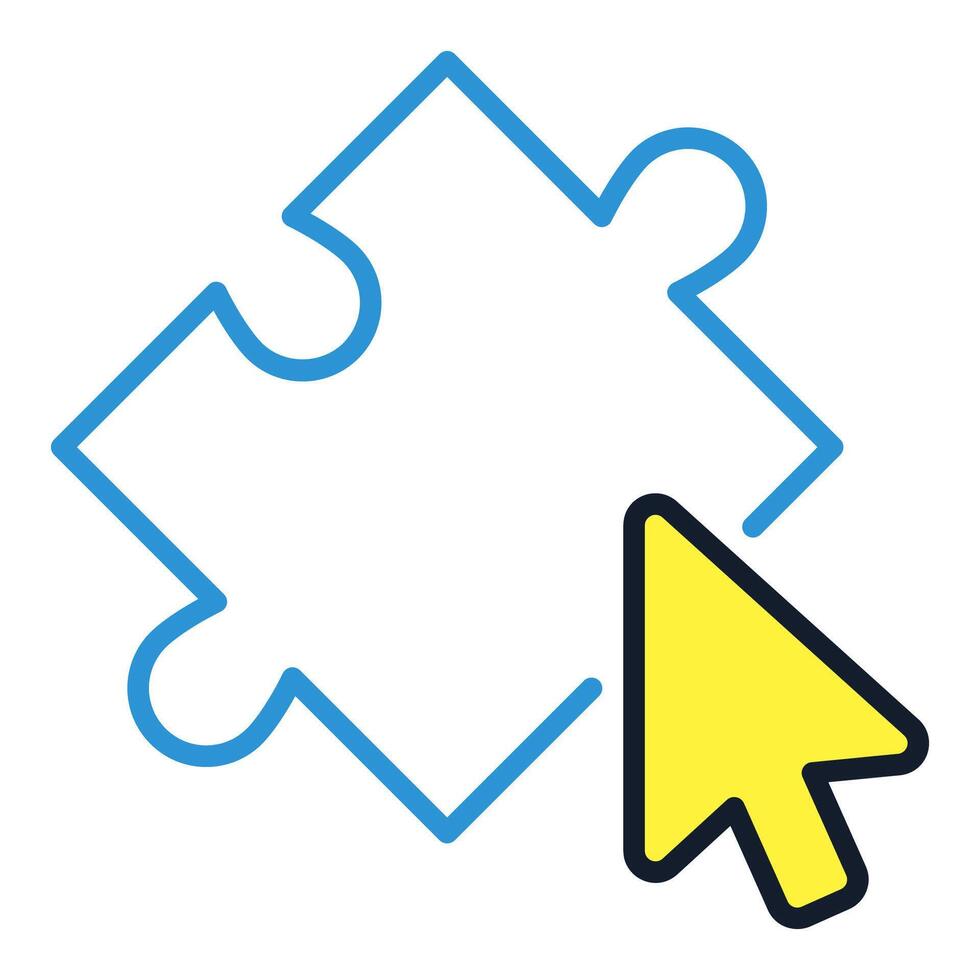 Mouse Click on Jigsaw Puzzle colored icon or design element vector
