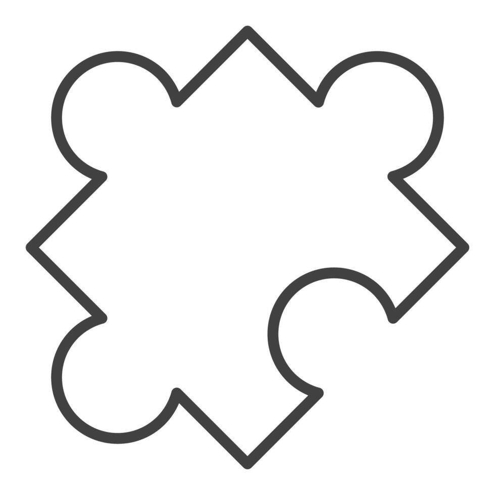 Single Jigsaw Puzzle Piece outline icon or symbol vector