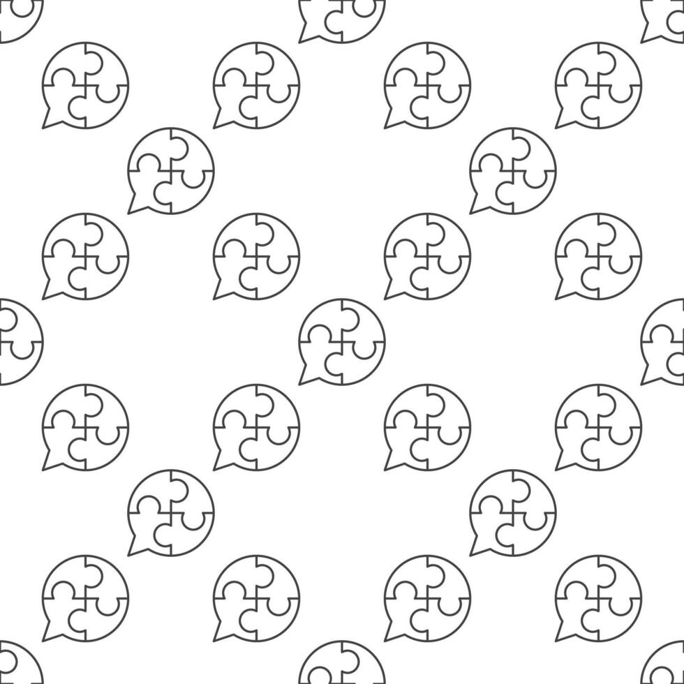 Speech Bubble with Jigsaw Puzzle linear seamless pattern vector