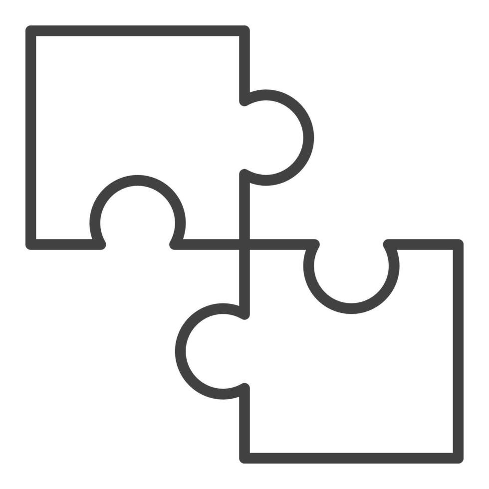 Two Jigsaw Puzzle Pieces linear icon or symbol vector