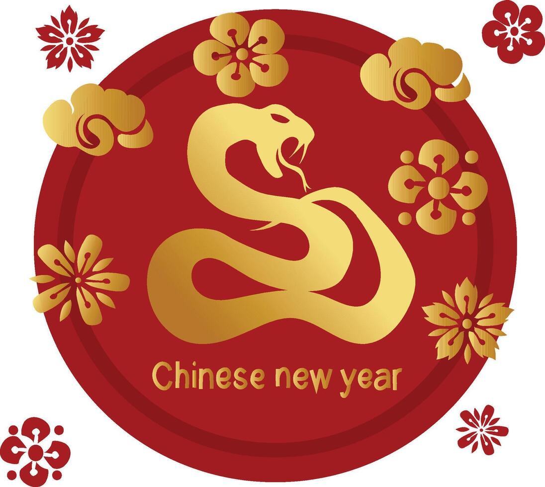 Chinese new year symbol with a snake and flowers vector