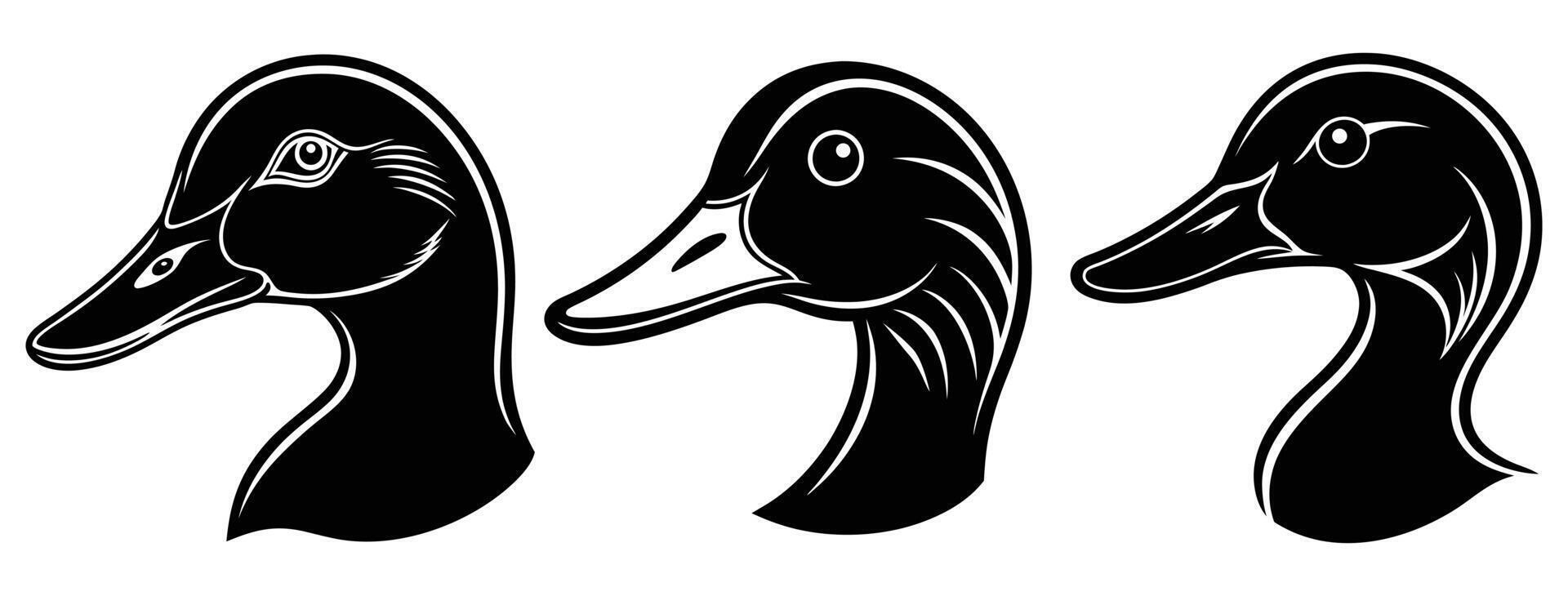 Duck head silhouette illustration art isolated on a white background vector