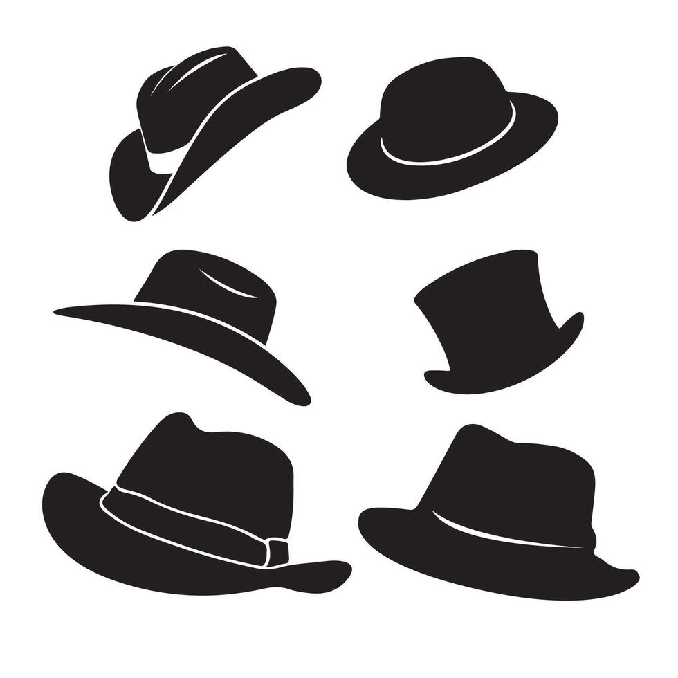 Hat cap set illustration silhouettes art vector