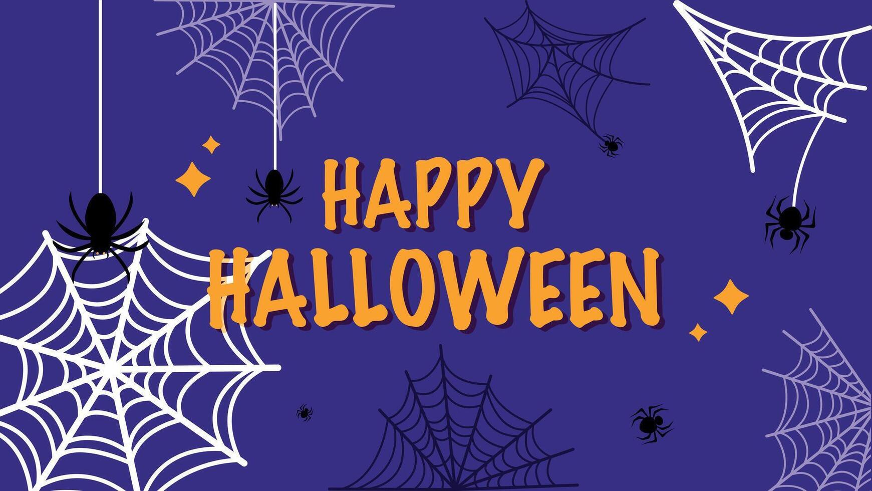 Banner, Halloween background with spiders and web. Happy Halloween. graphics vector
