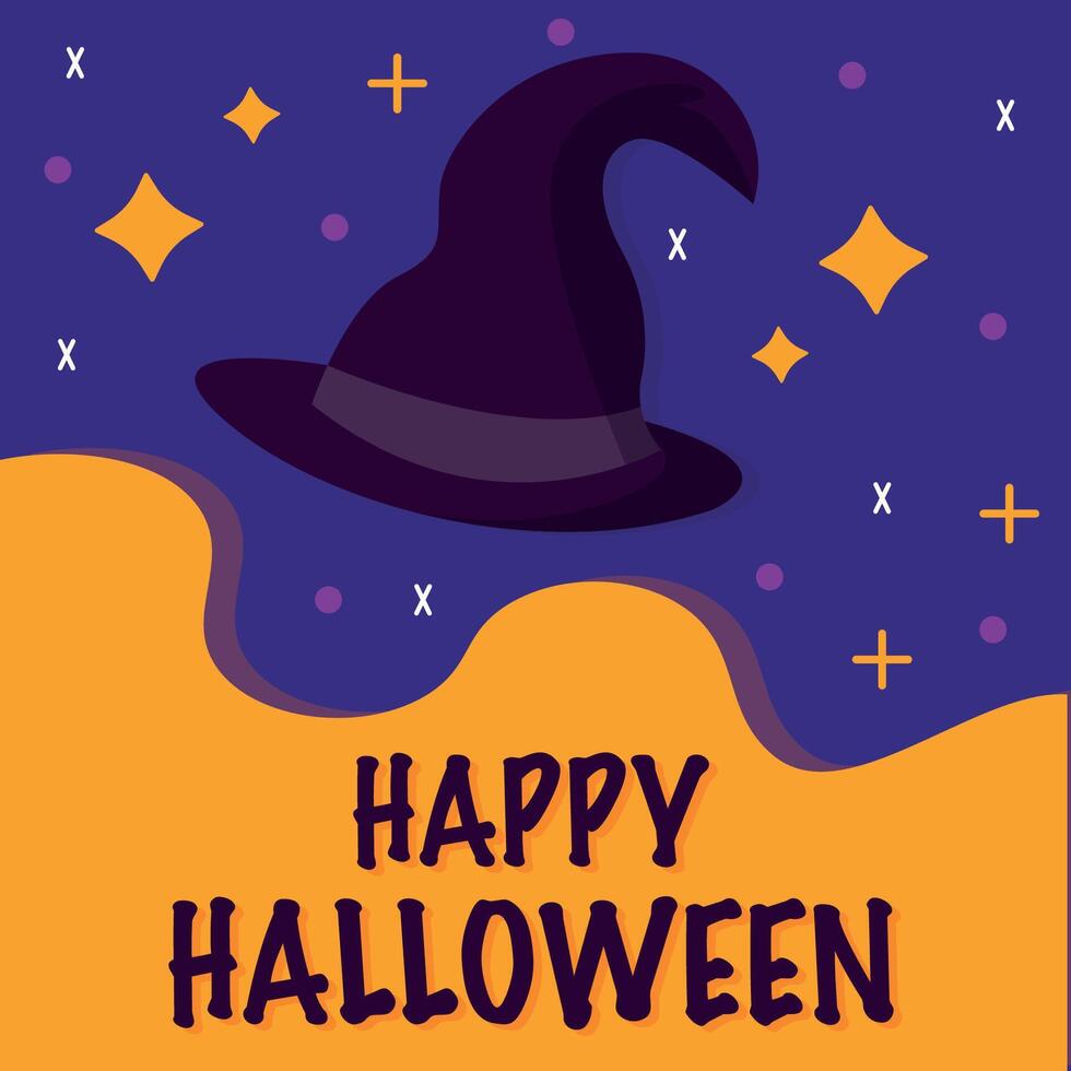 Witch hat halloween greeting card graphics vector