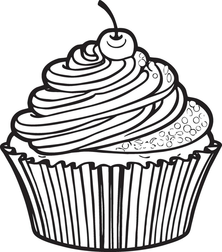 Cupcake coloring pages vector