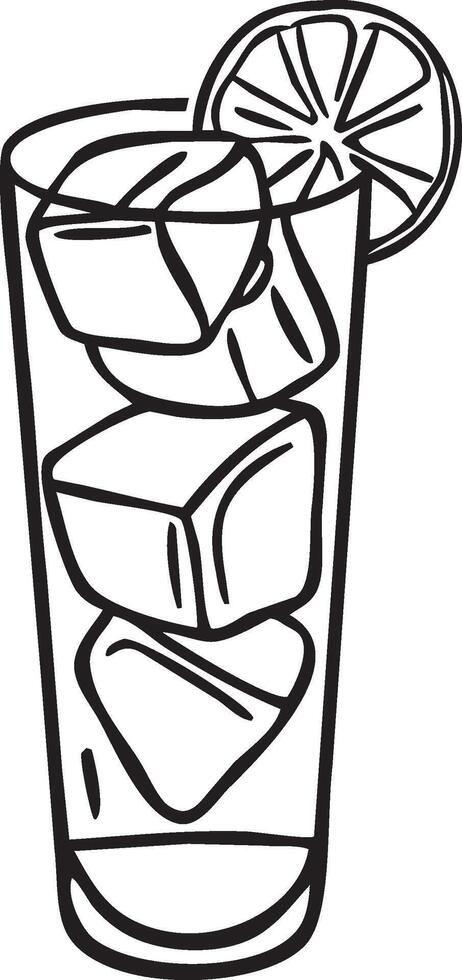 A black and white drawing of a glass of lemonade vector