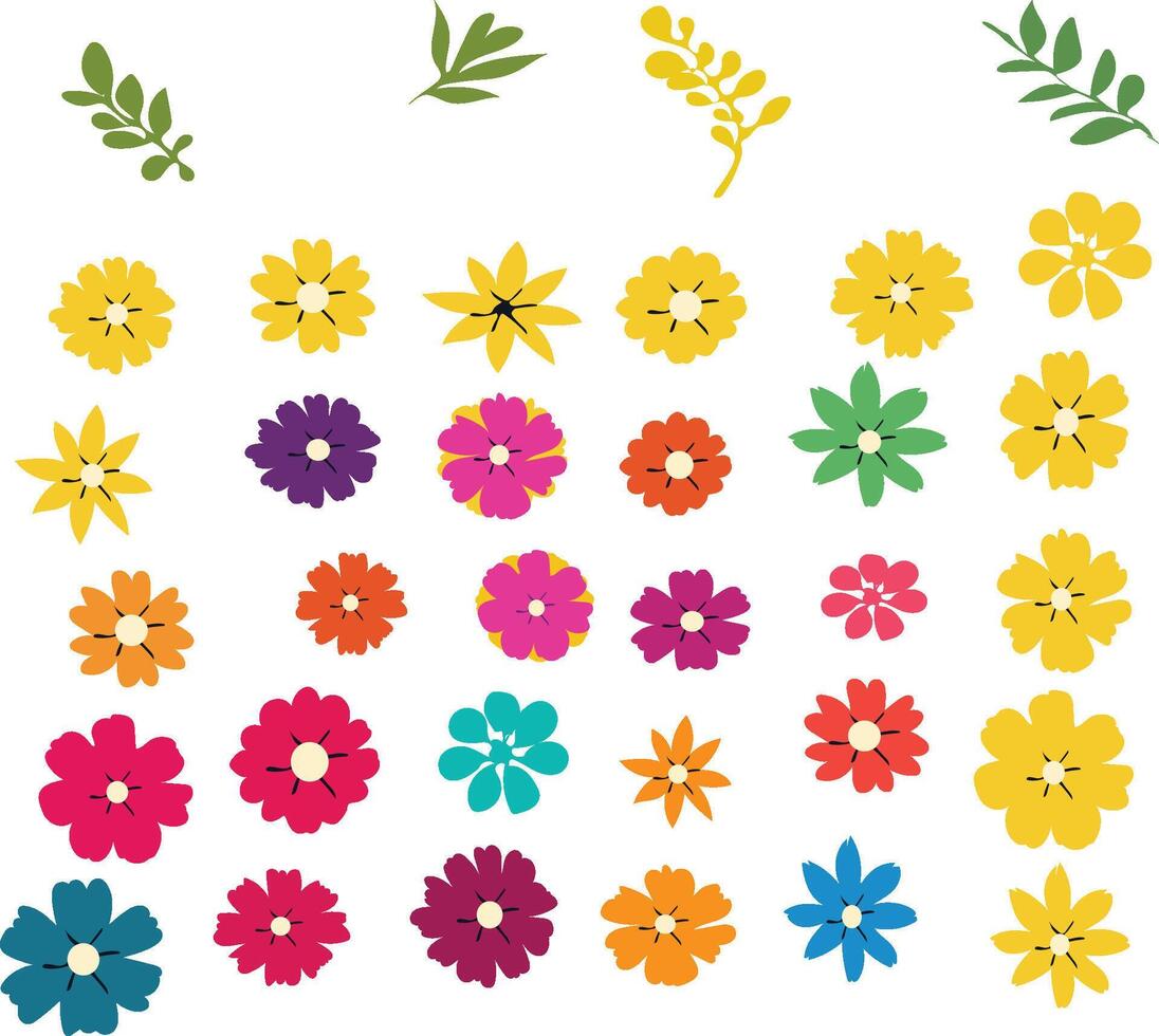 set of flowers vector