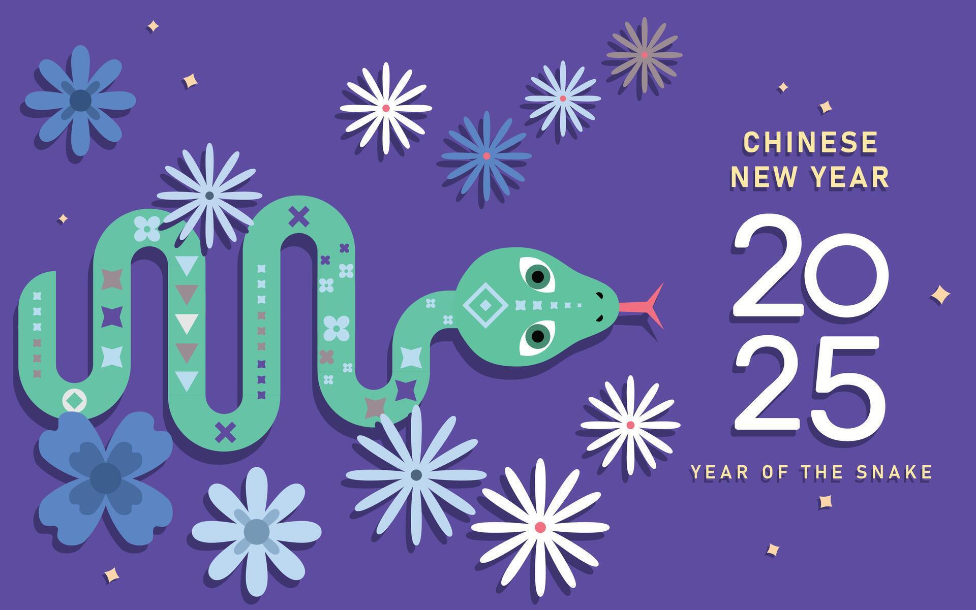 Happy Chinese new year 2025, the year of the snake zodiac sign. Lunar new year concept