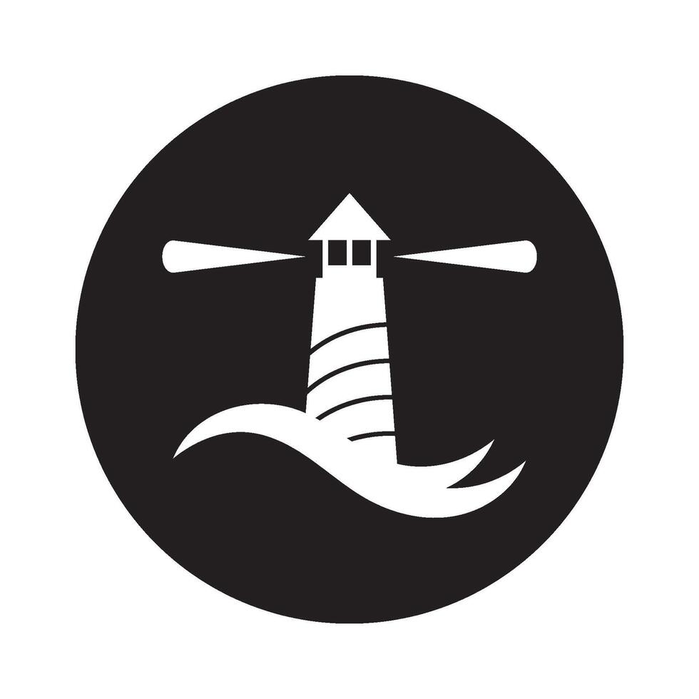 A black and white lighthouse icon on a white background vector