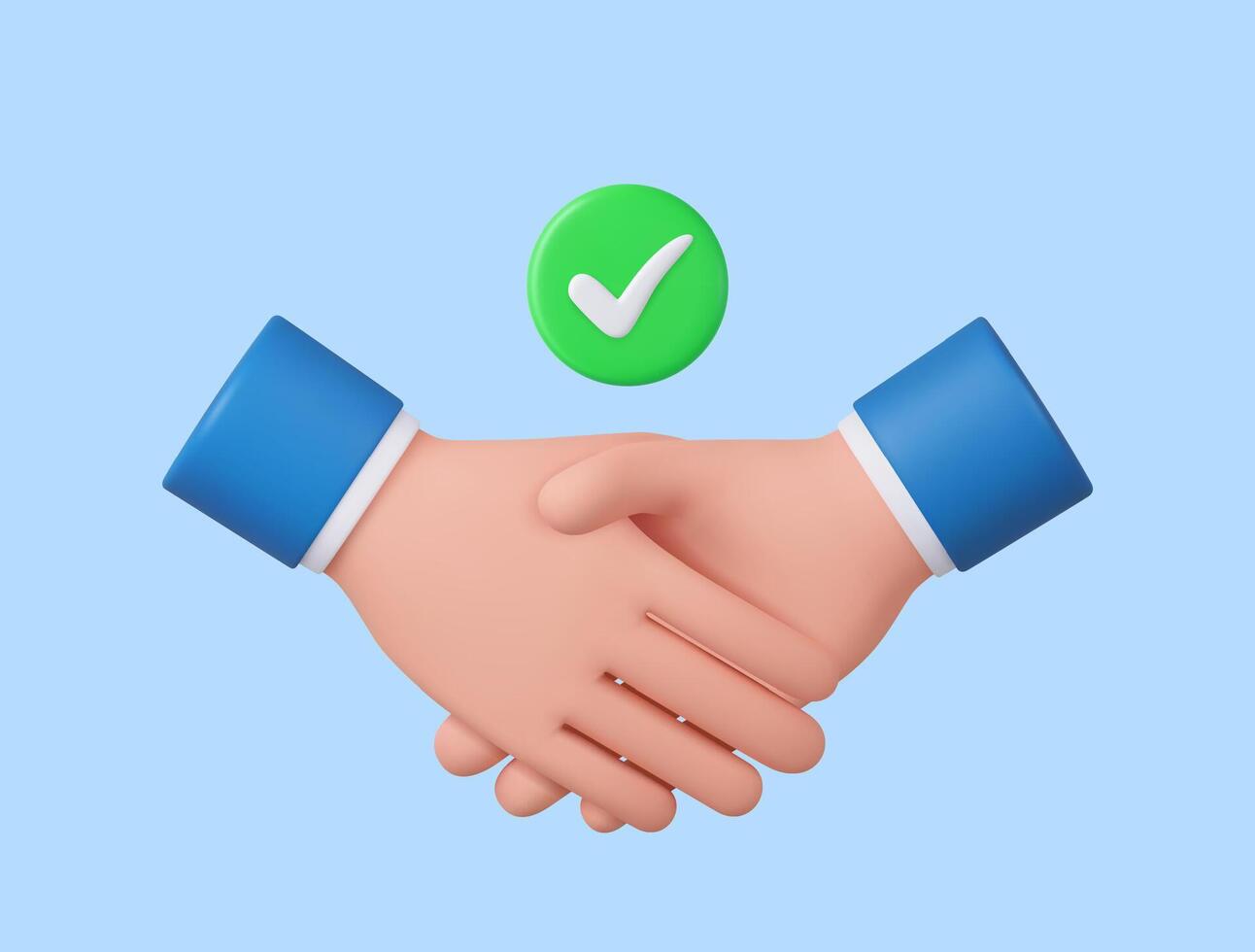 3d hand shake icon gesture vector