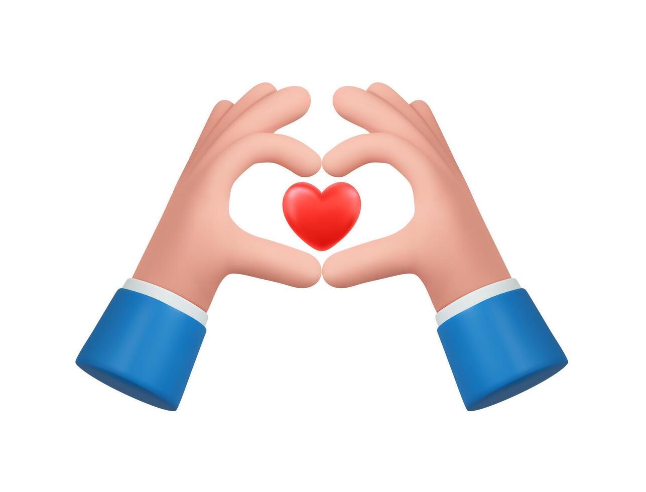3d hands fold the shape of a heart vector
